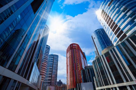 Glass office towers in Sanlitun, east of Beijing's Second Ring Road