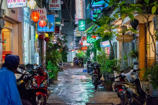 Bui Vien walking street at night, near Pham Ngu Lao hotels in Ho Chi Minh City