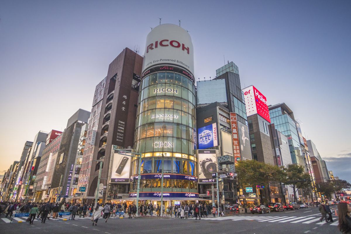 The Ginza shopping district in central Tokyo