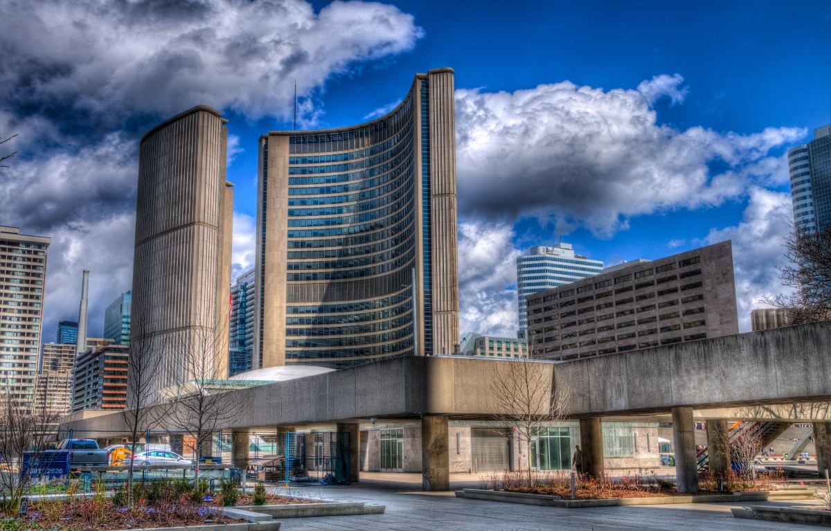 Toronto City Hall and Nathan Phillips Square in the civic district