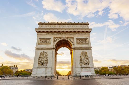 The Arc de Triomphe with the Champs-Élysées running through the arch