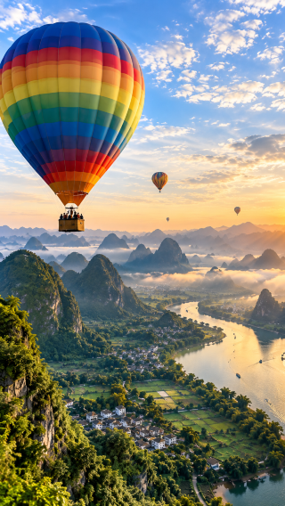 5日4晚 • 桂林陽朔山水之旅｜雙飛往返·四星豪華船遊漓江·熱氣球覽群山·漓江江景下午茶｜遇龍河雙人竹筏·銀子岩·象鼻山·無購物·小費全包