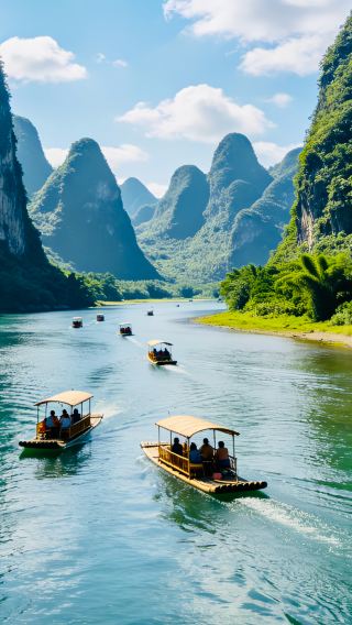 2D1N • Yangshuo: Li River bamboo rafting & the 20-yuan banknote scenic spot + Poetic ten-mile gallery + century-old Fuli Bridge + Xianggong Mountain Li River karst views
