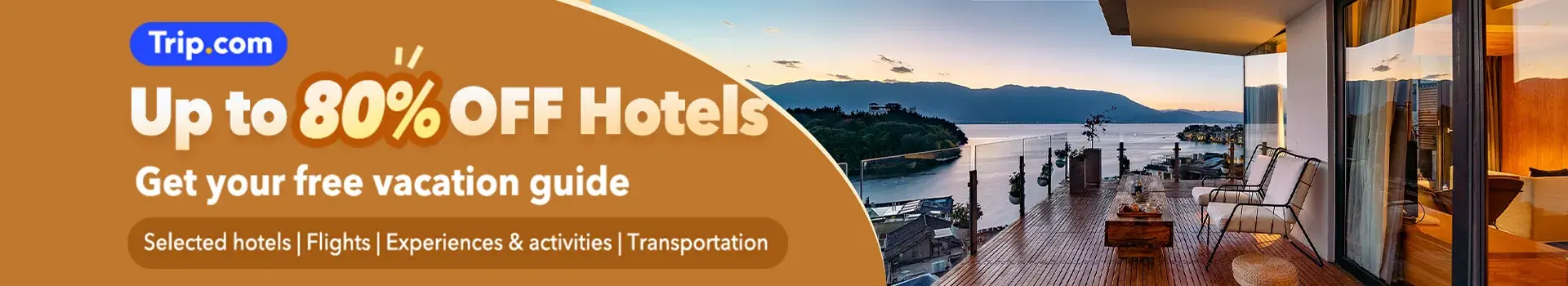 Trip.com holiday deals promotion with up to 80 percent off hotels
