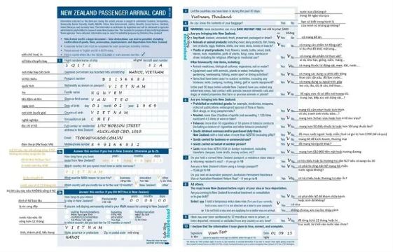 tờ khai giấy New Zealand