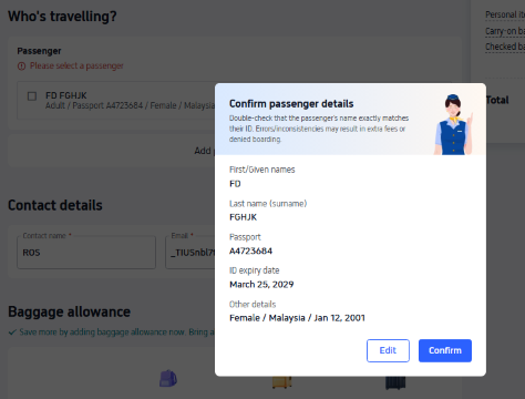 Double Check Passenger Info