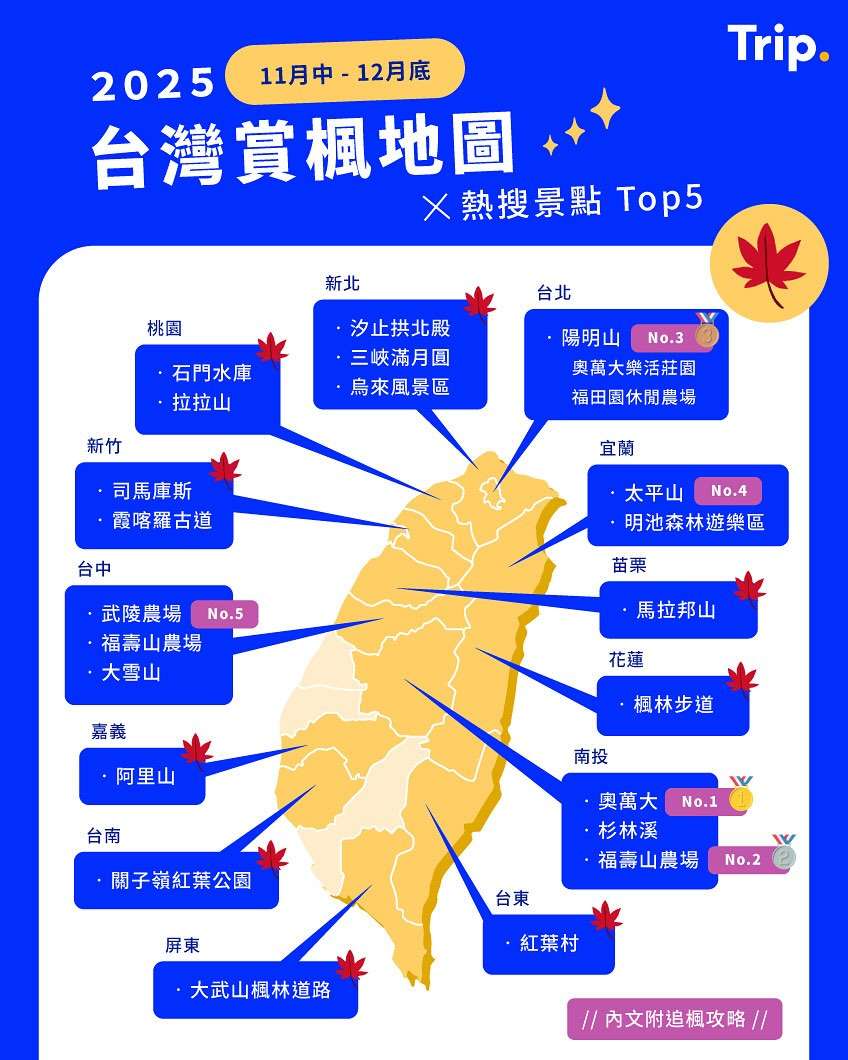 台灣賞楓地圖