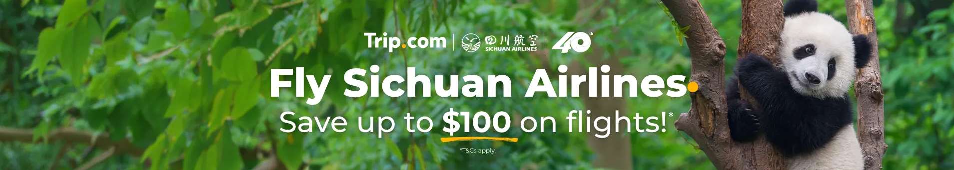 Take Up to $100 OFF your flight with Sichuan Airlines