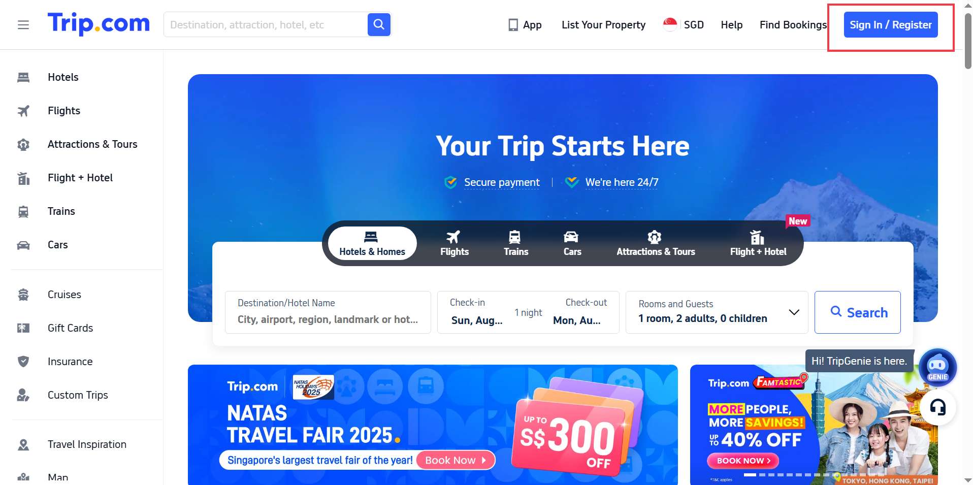 Create an Account on Trip.com