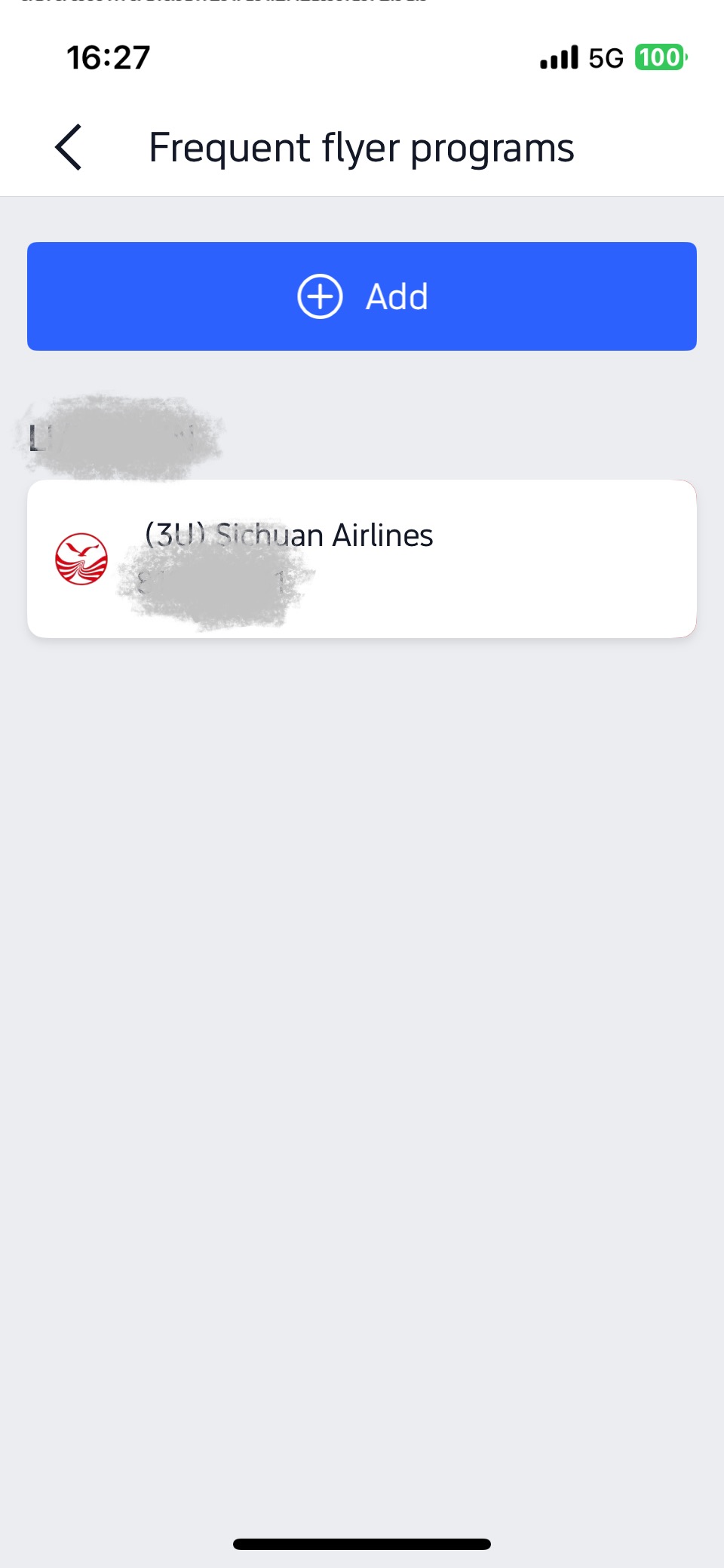 trip.com app frequent flyer programme page