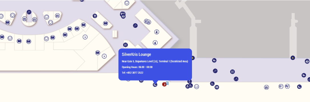 Lageplan der Singapore Airlines SilverKris Lounge