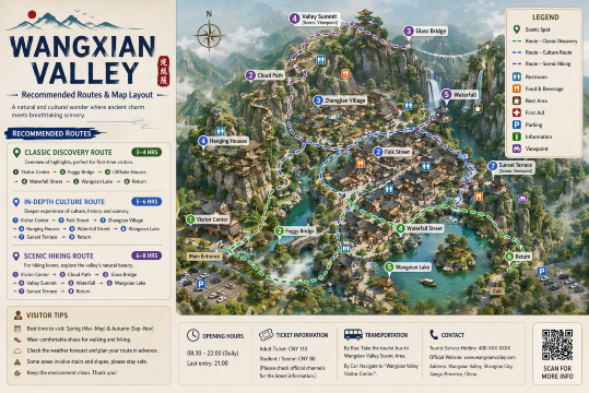 Wangxian valley Recommended Routes & Map Layout