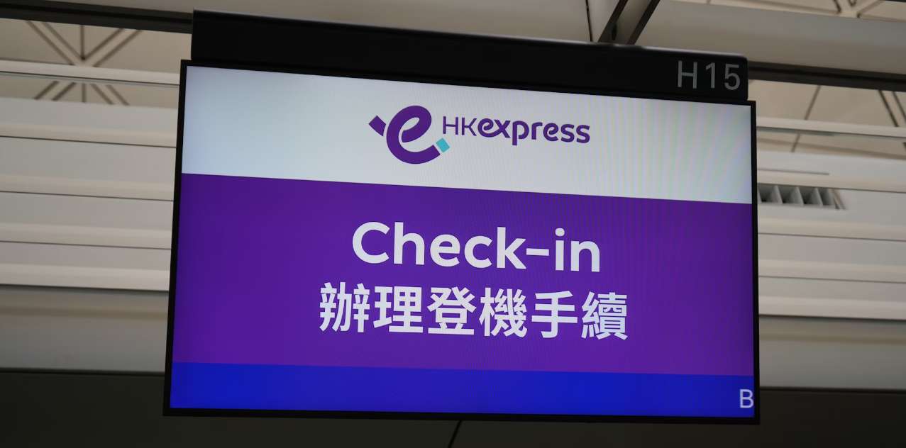 check-in counter at hong kong international airport