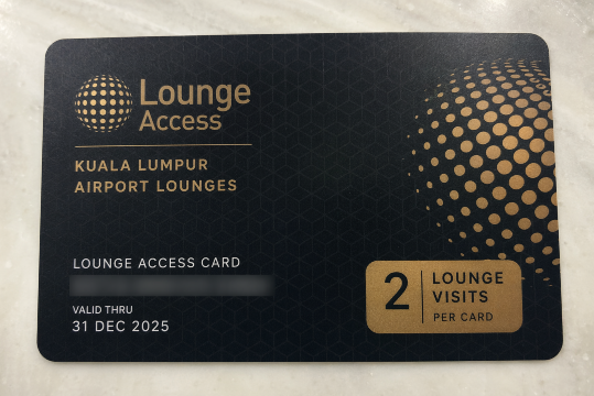 give me photo of Kuala Lumpur Airport Lounge Access card