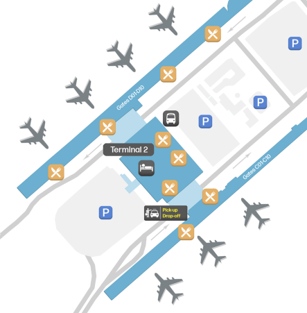 第2ターミナルは大手航空会社が中心