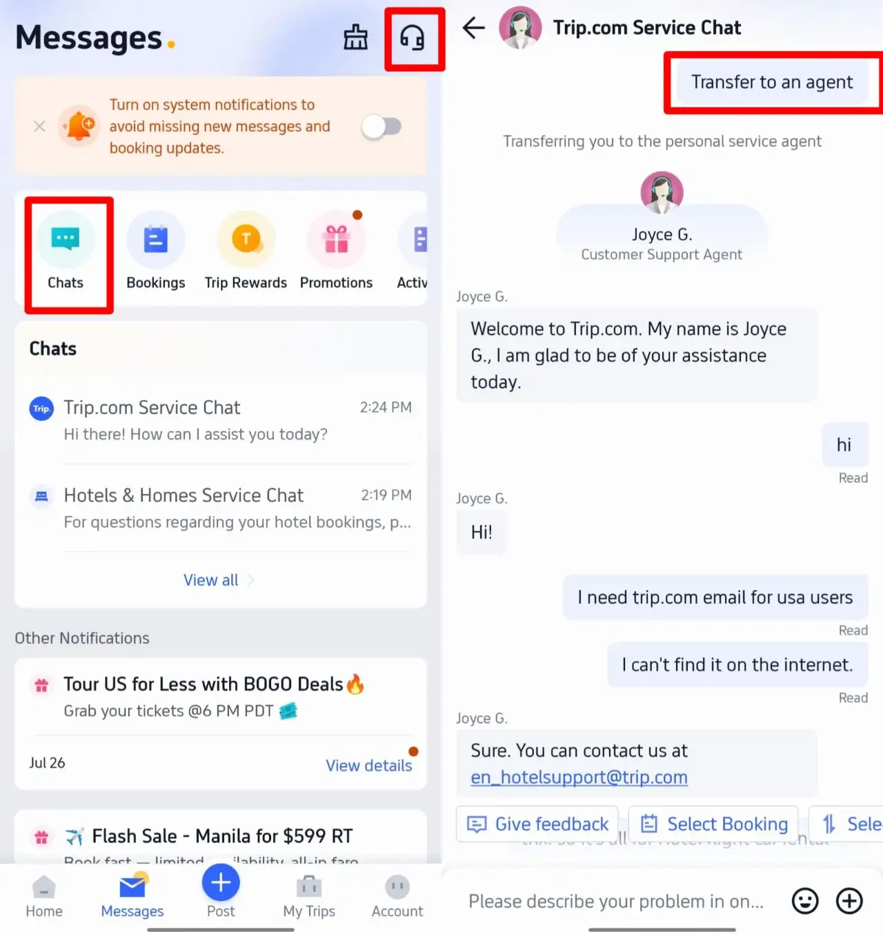 Trip.com Customer Care 3: Live Chat Support (Text with a Live Agent)