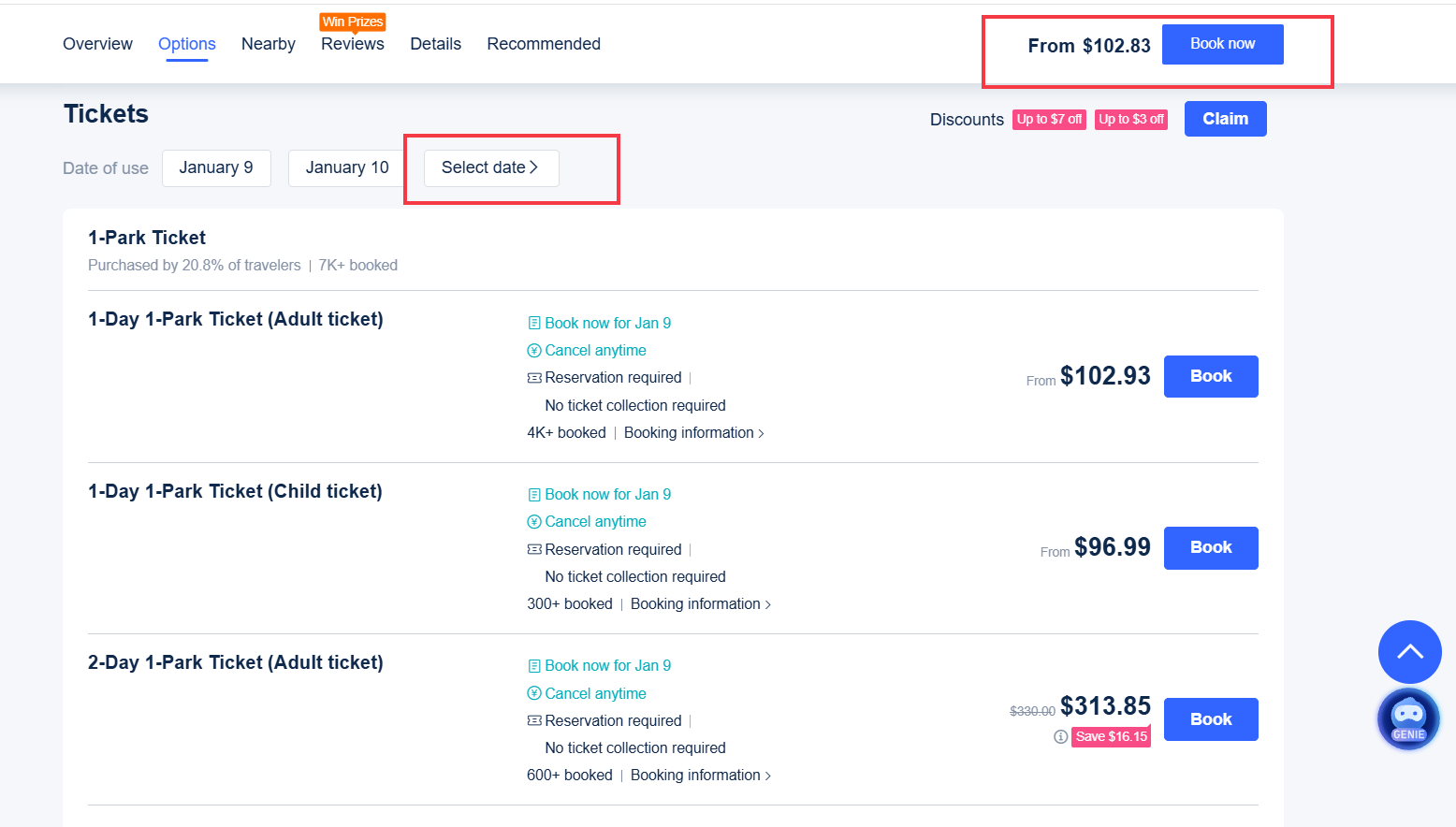 Select a date to visit Disneyland Park