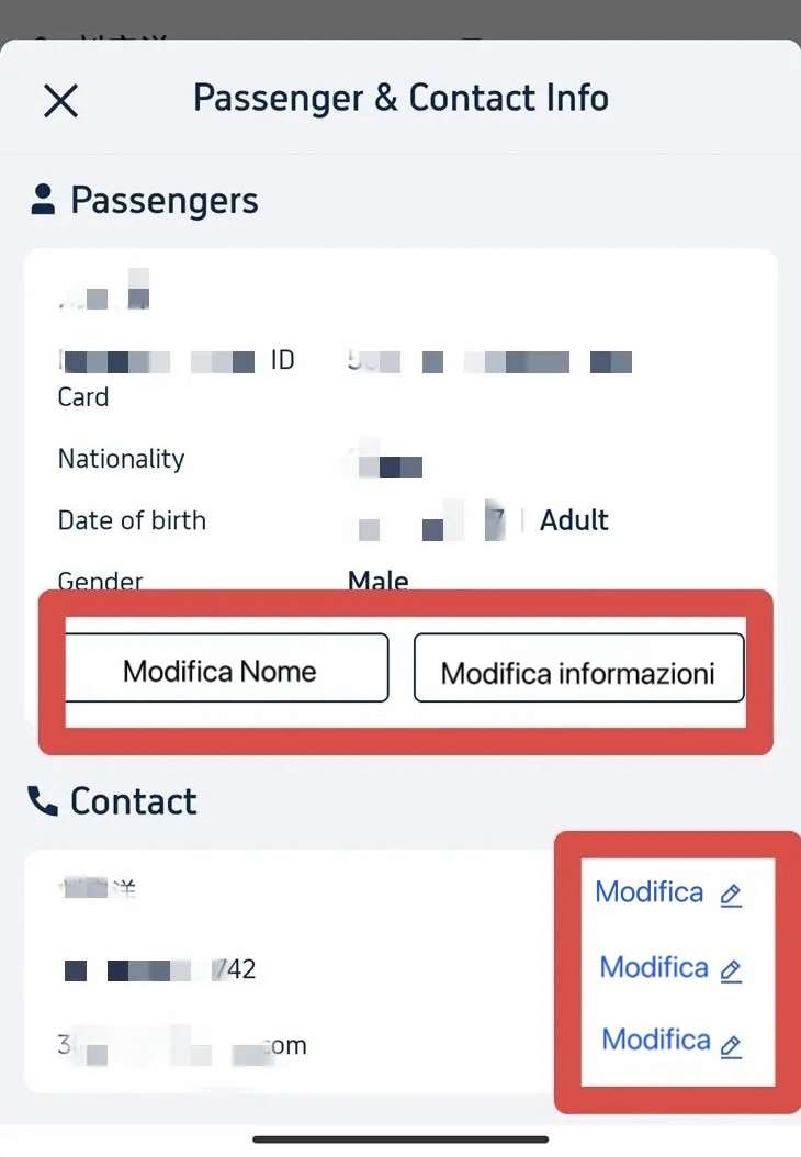 Modifica delle informazioni del passaporto su Trip.com