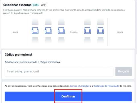 Reserva online de trens na China: escolha o assento de sua preferência.