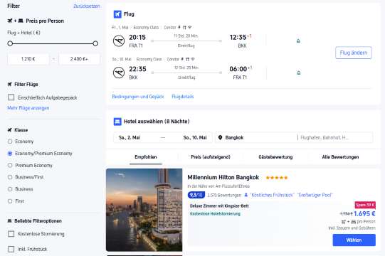 Trip.com Flug + Hotel Paketangebote