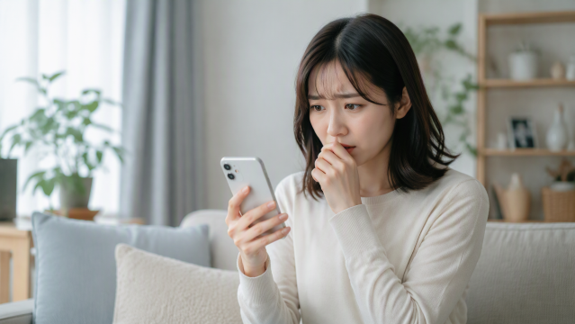 スマホを持つ不安な日本人