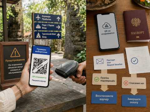 Проверка QR-ваучера и действия, если подтверждение туристического сбора не открывается