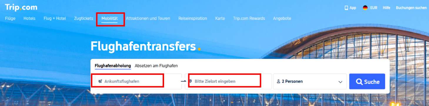So buchst du einen Flughafentransfer bei Trip.com