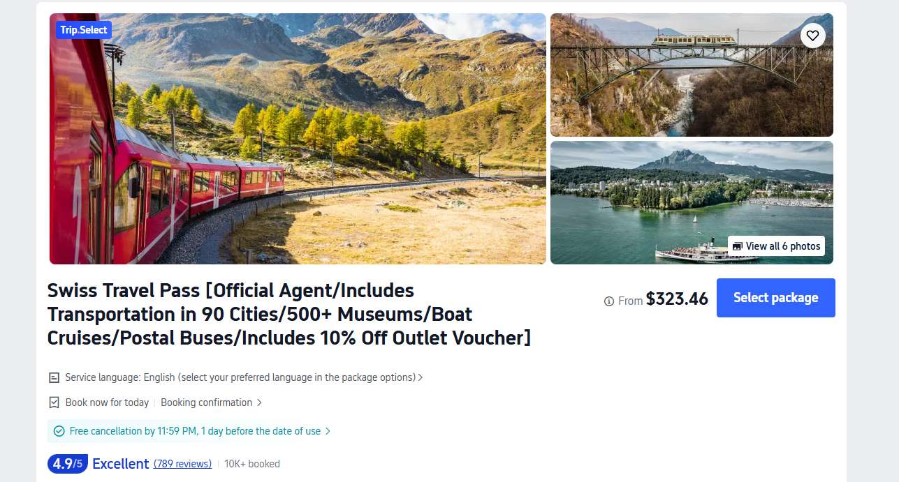 Swiss Travel Pass Booking on Trip.com