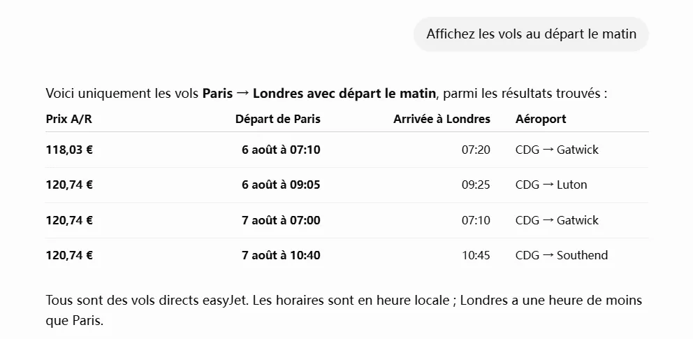 vols paris a londres