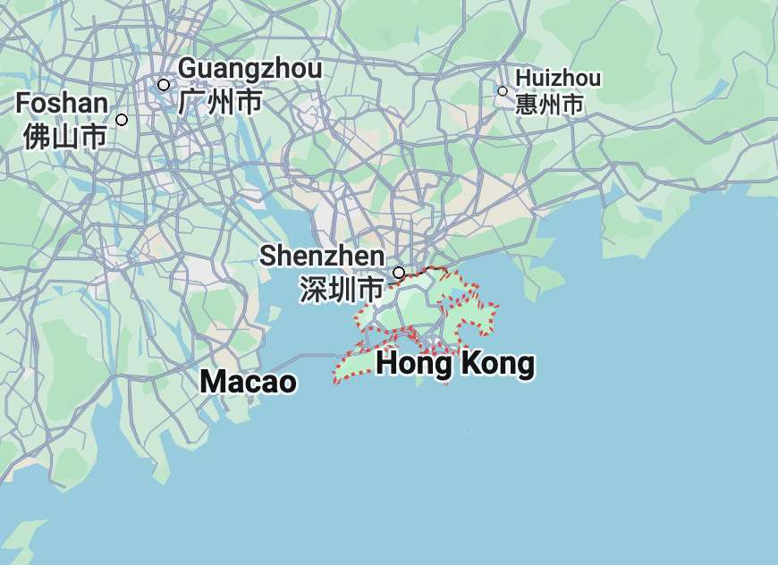 hong kong location on map