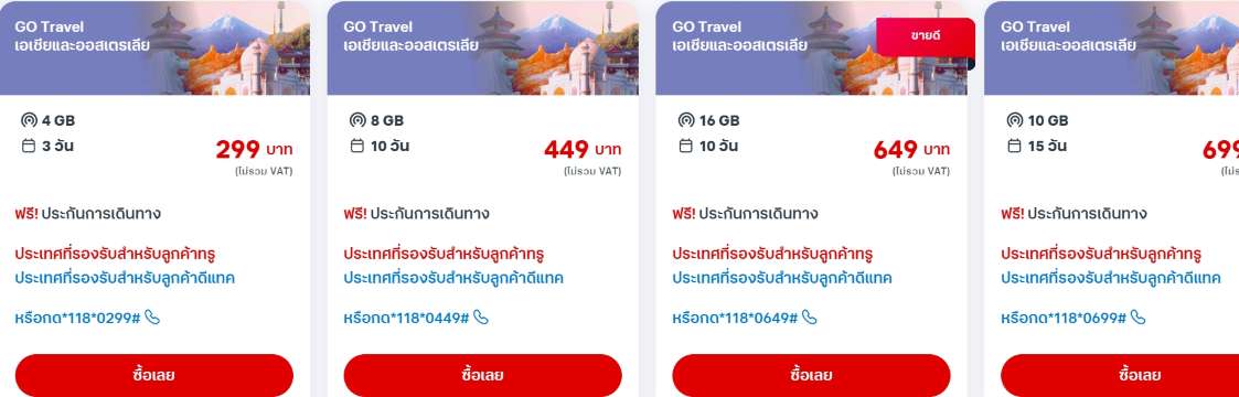 แพคเกจโรมมิ่ง DTAC Inter