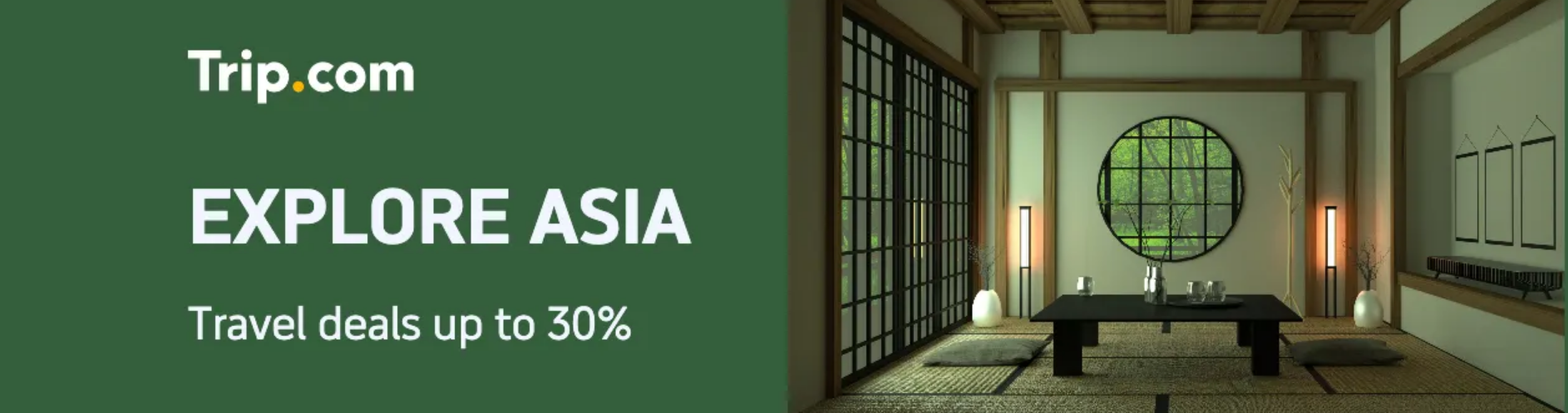 Trip.com USA promotion - 30% discount on Asian travel packages