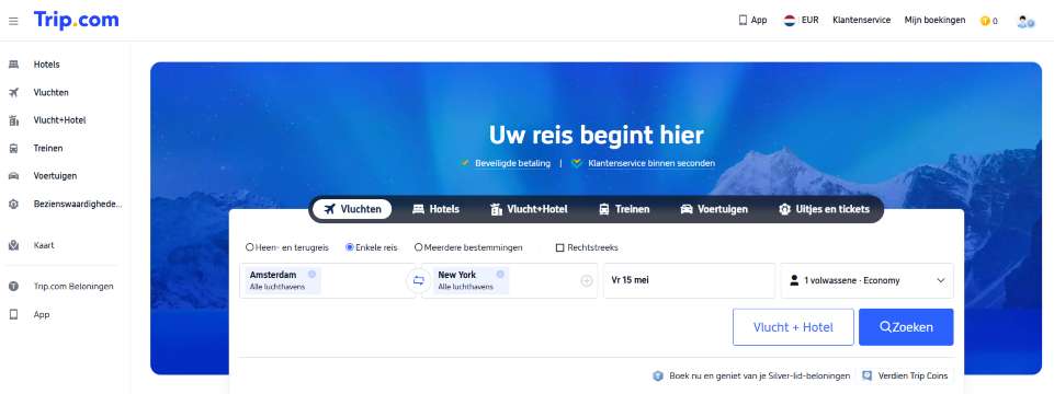 Boek je vluchten, treintickets en hotels met Trip.com