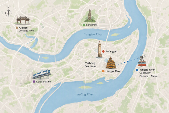 Chongqing City Centre Sights Map