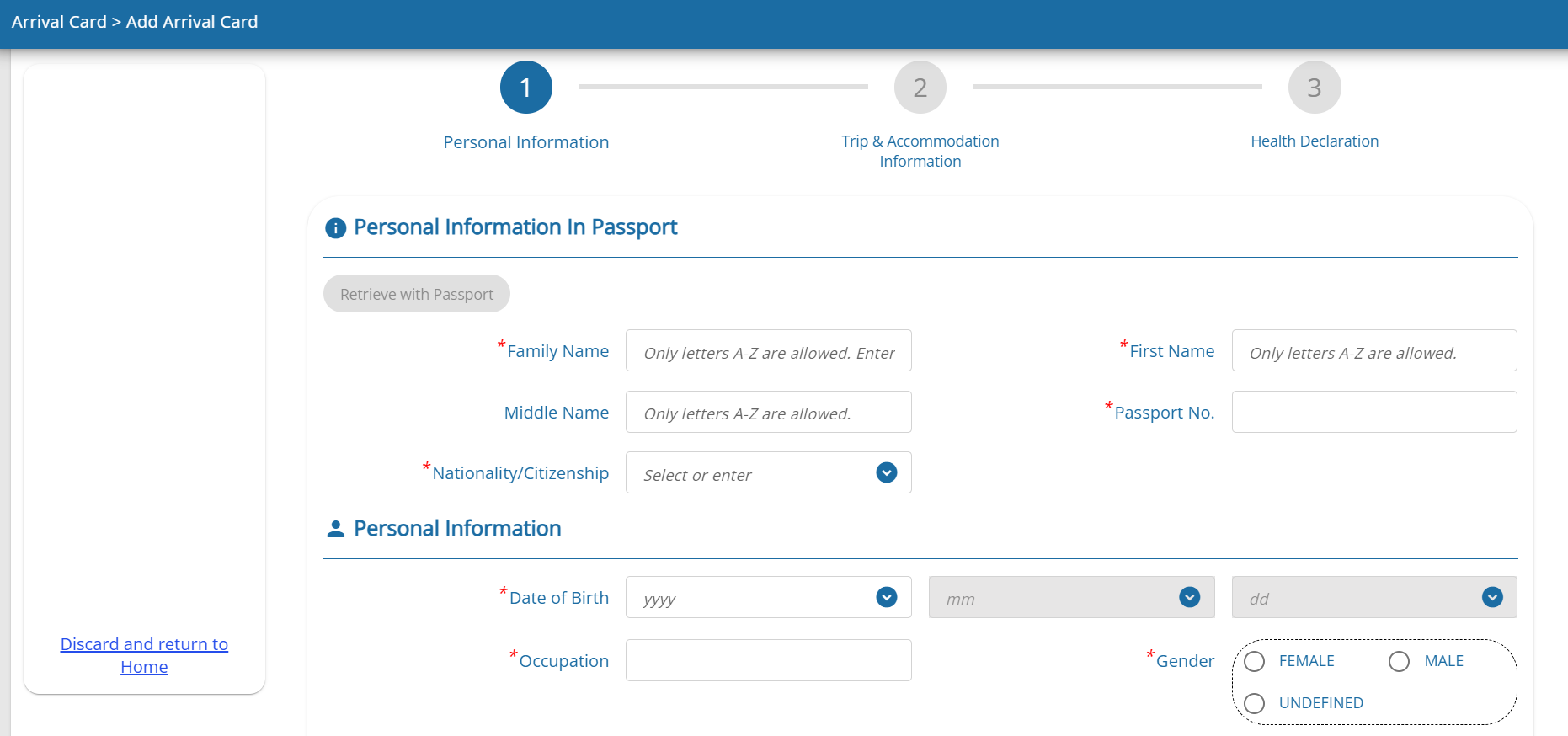 thailand arrival card form