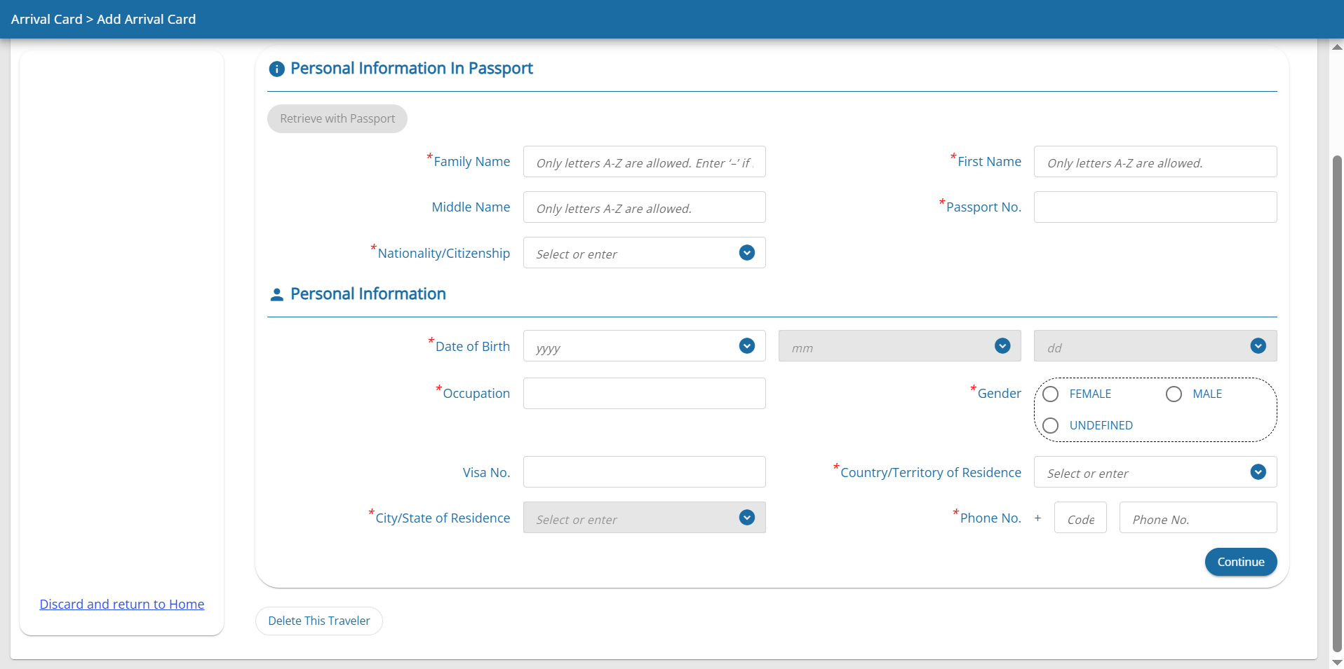 Submit Personal Information for TDAC