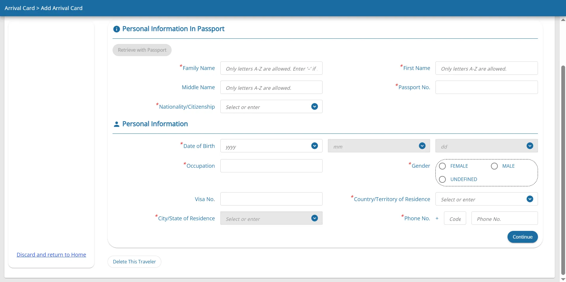 Submit Personal Information for TDAC