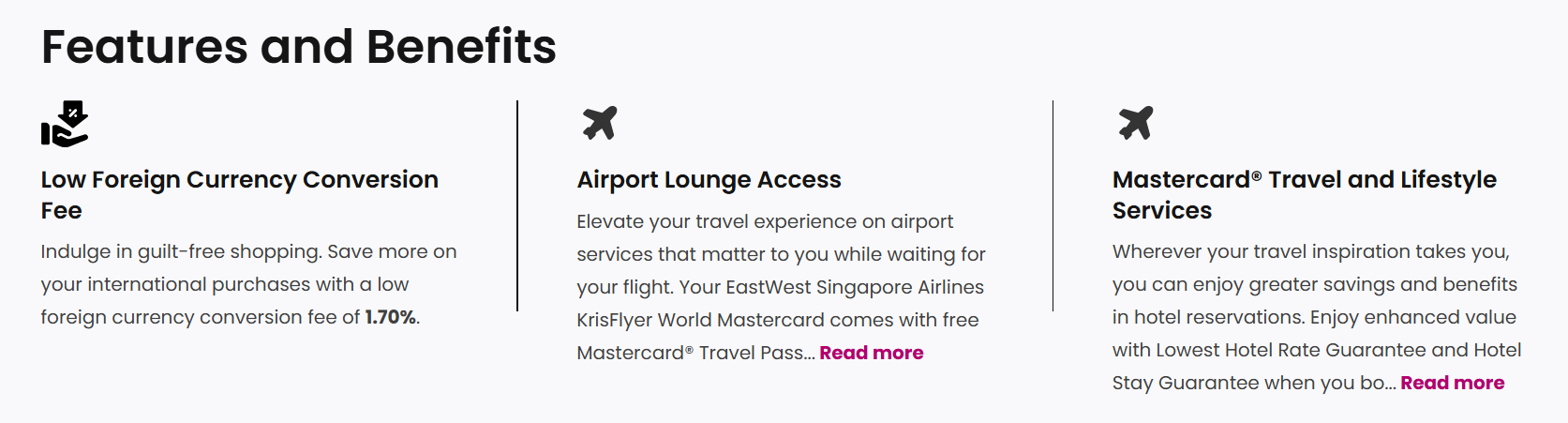 EastWest Singapore Airlines KrisFlyer Credit Cards