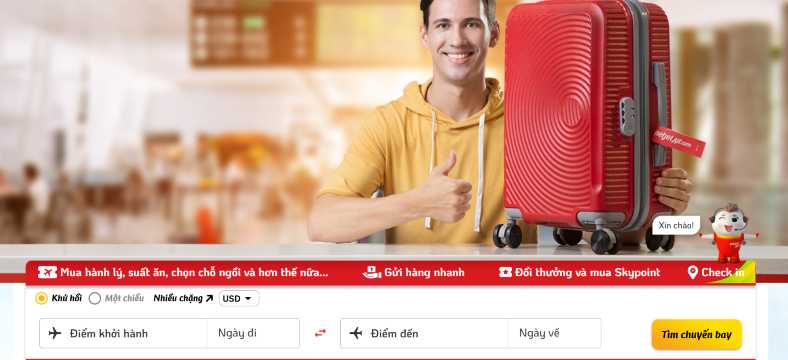 mua hành lý trên website vietjet