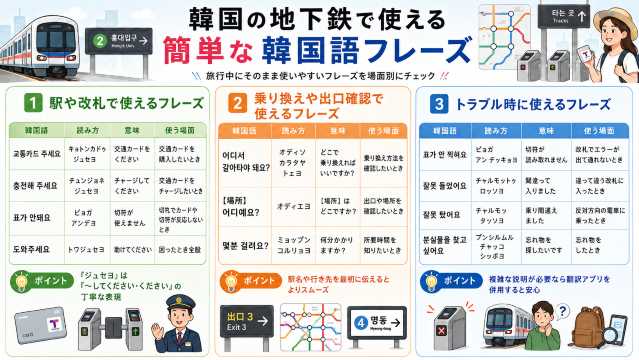 韓国の地下鉄で使える簡単な韓国語フレーズ