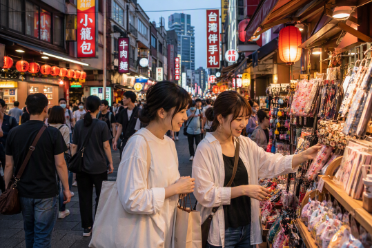台湾で買い物する日本人