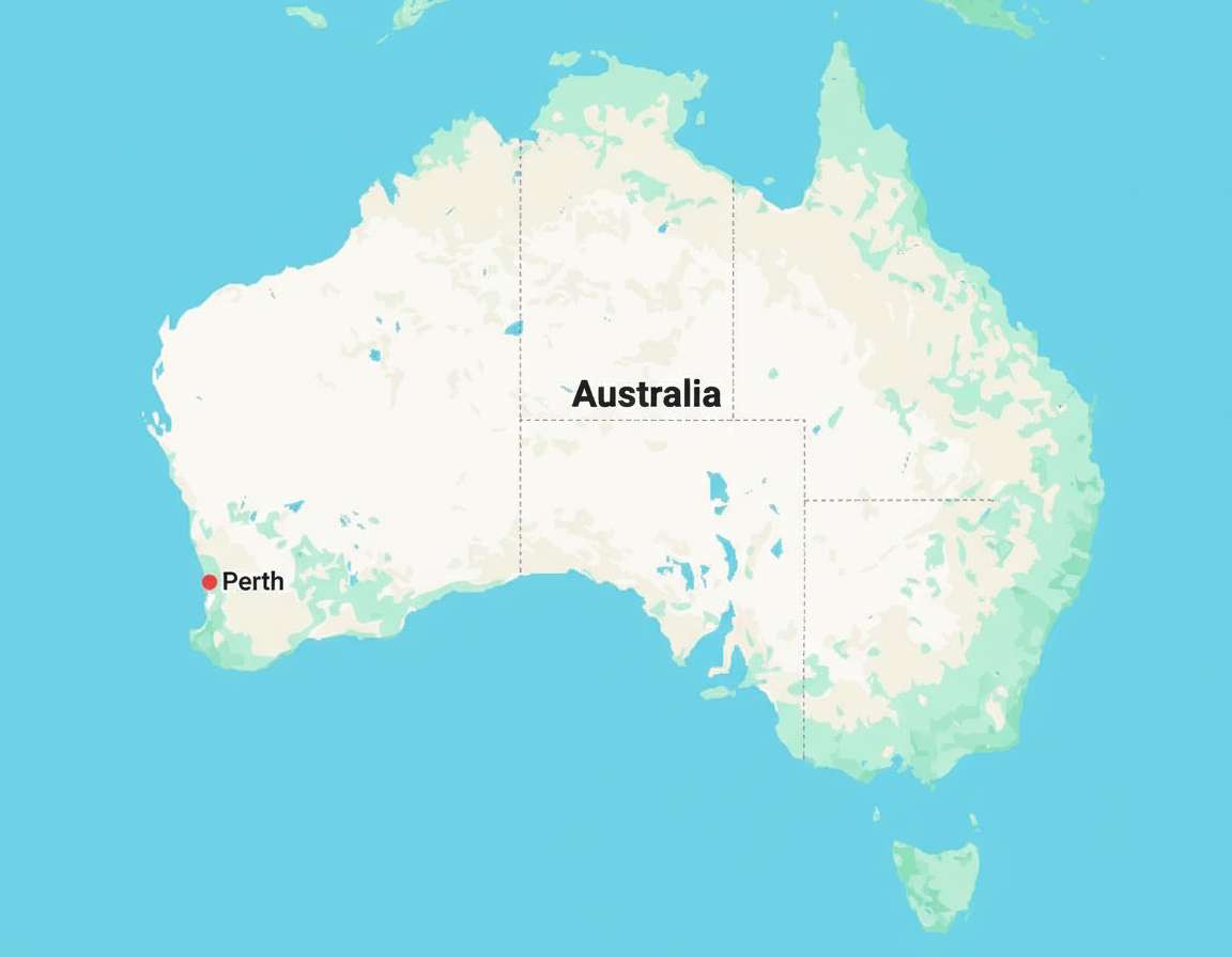 australia map with perth indicated