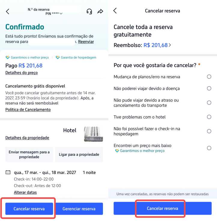 Passo 6: Verifique o status do reembolso do seu hotel na Trip.com