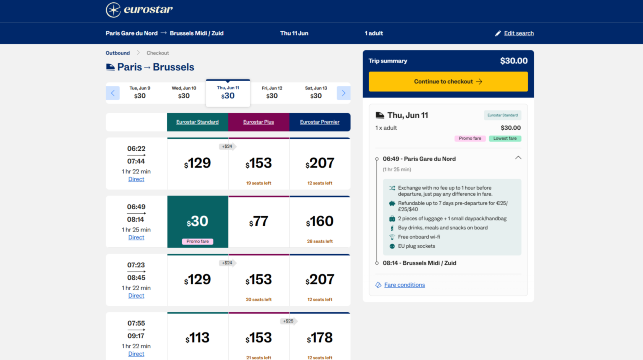 harga tiket kereta paris ke brussels