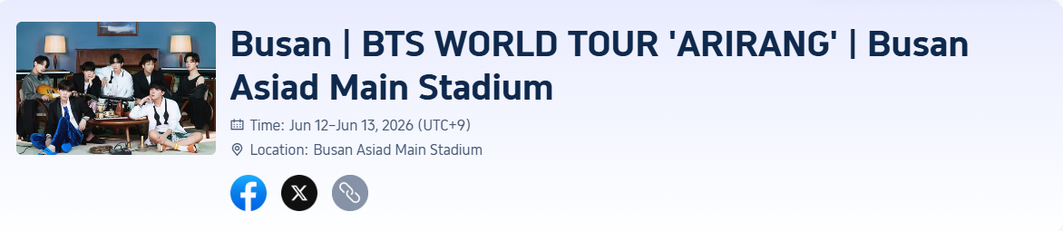 Busan BTS World Tour ARIRANG