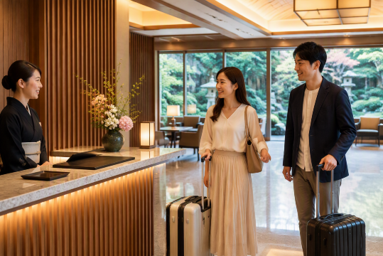 ホテル訪問の男女