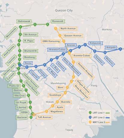 Manila MRT and LRT Map