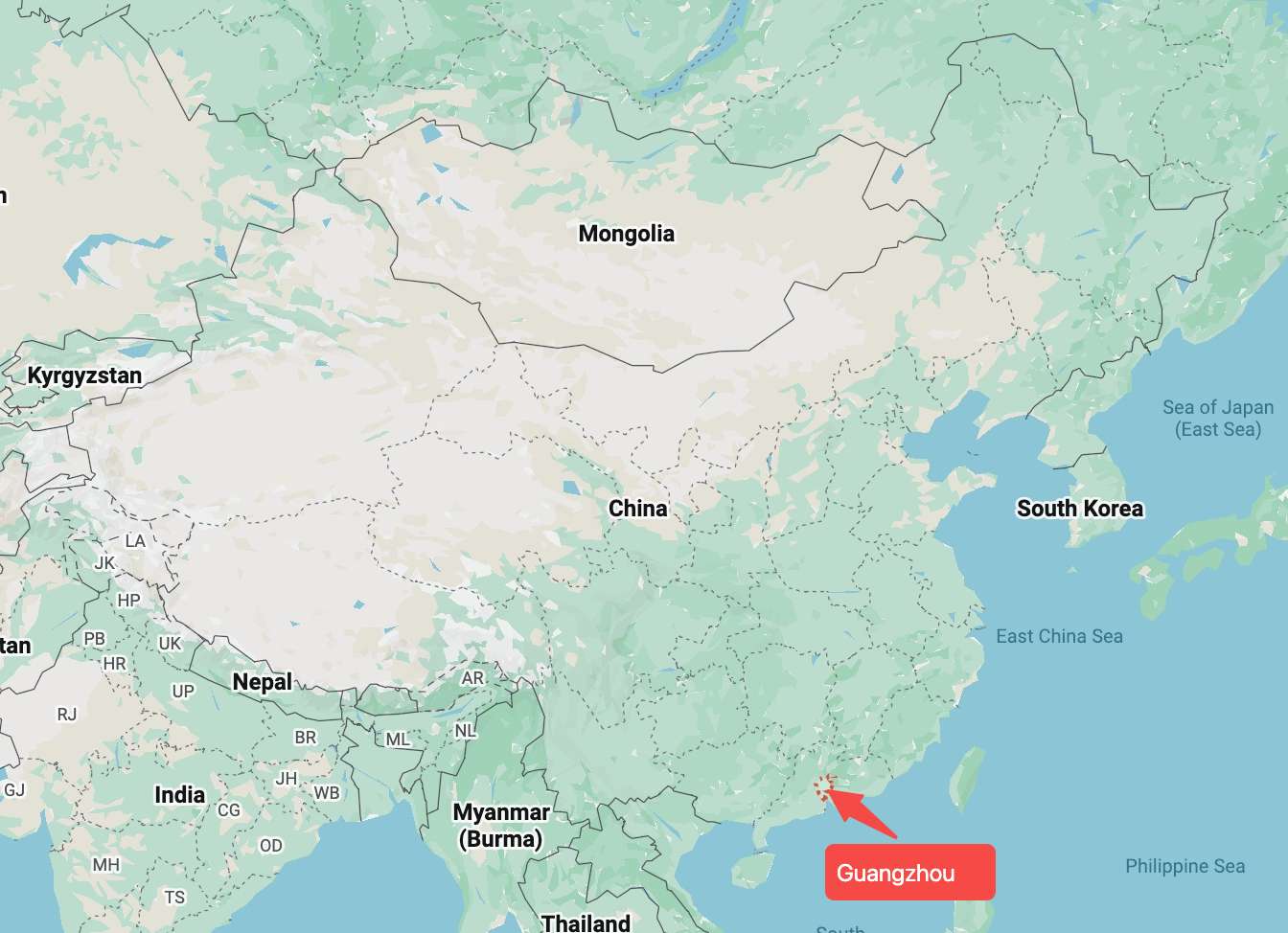 lokasi guangzhou di China