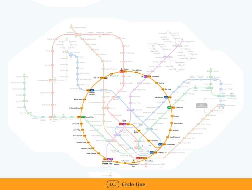Singapore MRT Circle Line (Yellow Line) Map
