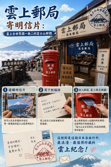 富士山郵局寄明信片